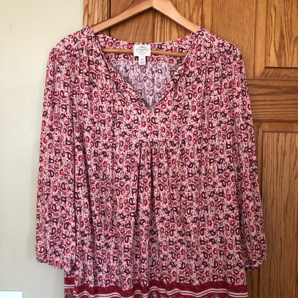 St John’s Bay Salmon Paisley Print Top XXL